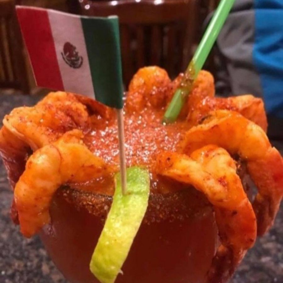 Shrimp botanera in a chilled glass